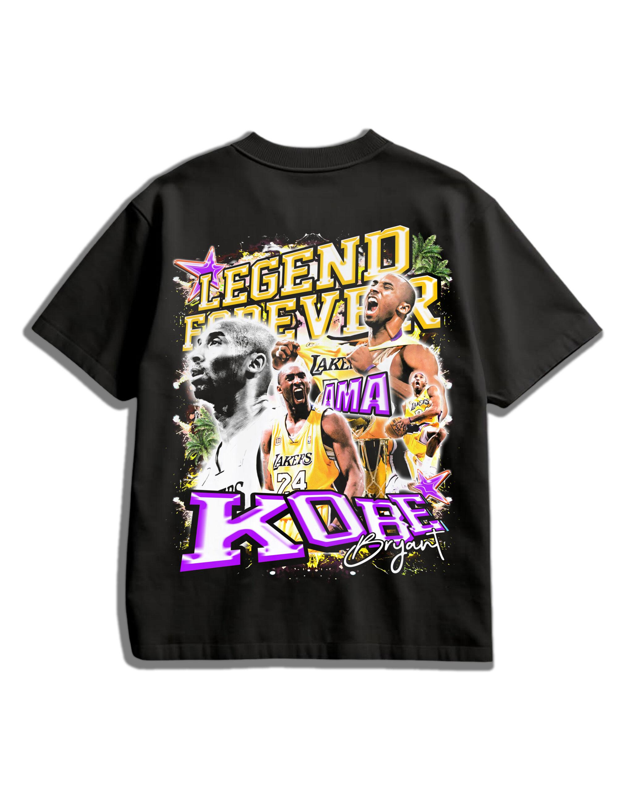 5 BACK (4) Kobe Bryant “Legend Forever” Oversized T-Shirt – Vintage Tribute Streetwear by AMA