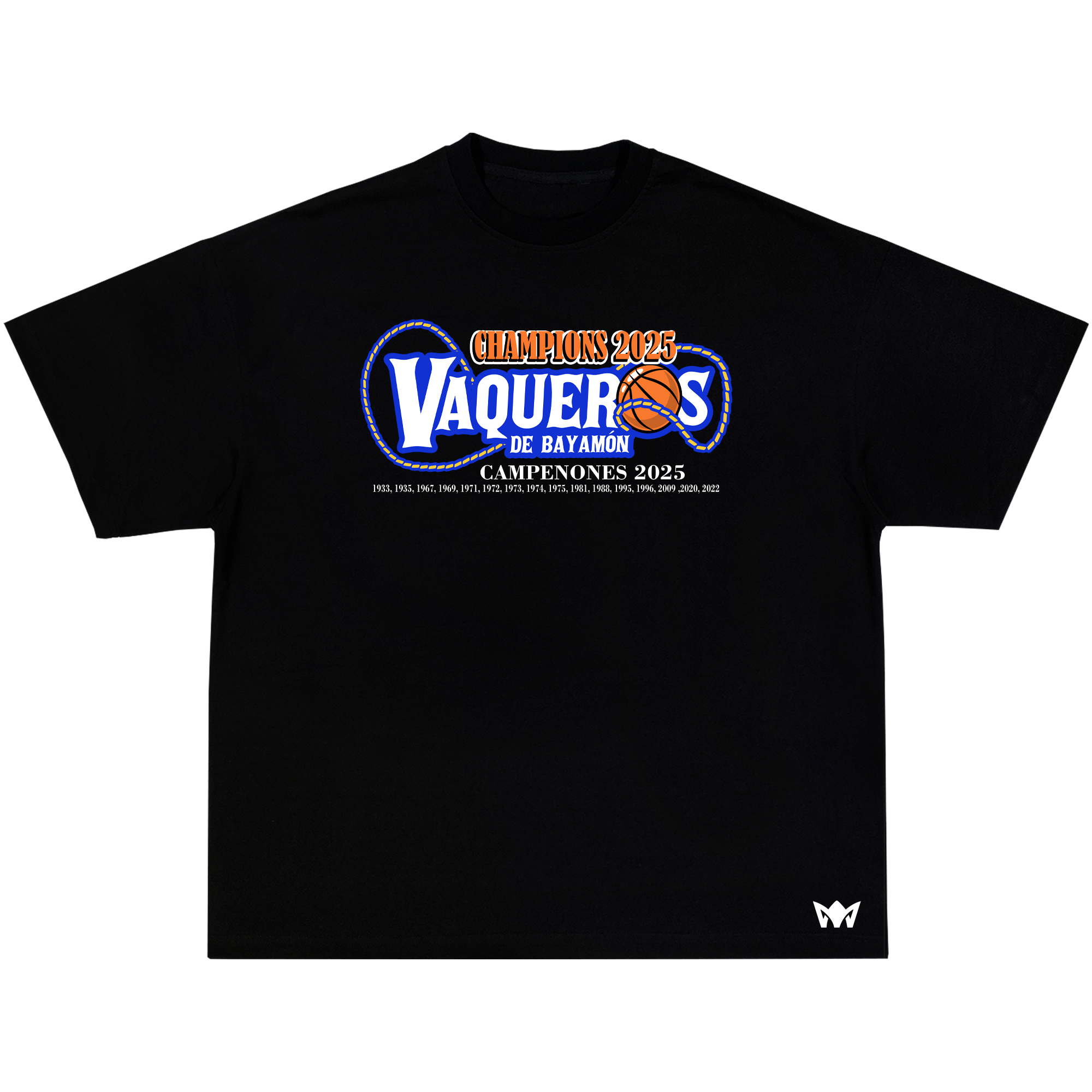 CAMPEONES VAQUEROS TSHIRT MOCKUP 1 Camiseta Oversized “Vaqueros de Bayamón – Campeones 2025” | AMA® Official Limited Edition