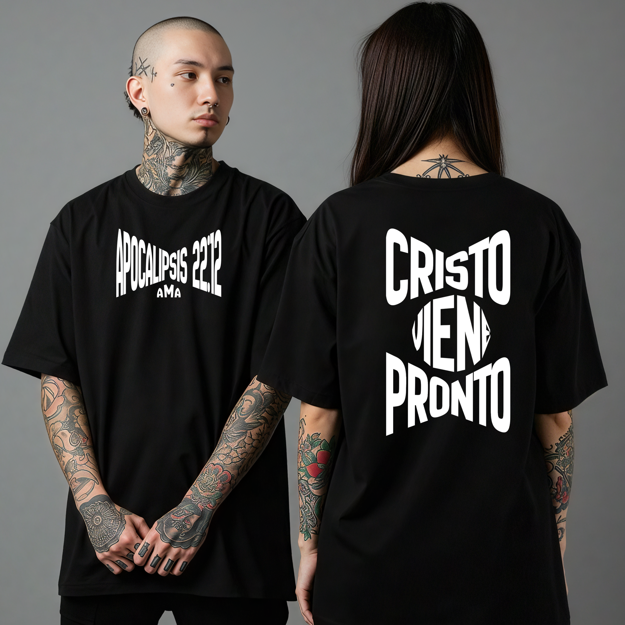 CRISTO VIENE PRONTO TSHIRT MOCKUP 3 Camiseta Oversized “Cristo Viene Pronto” – AMA Amor, Misión, Acción Descripción