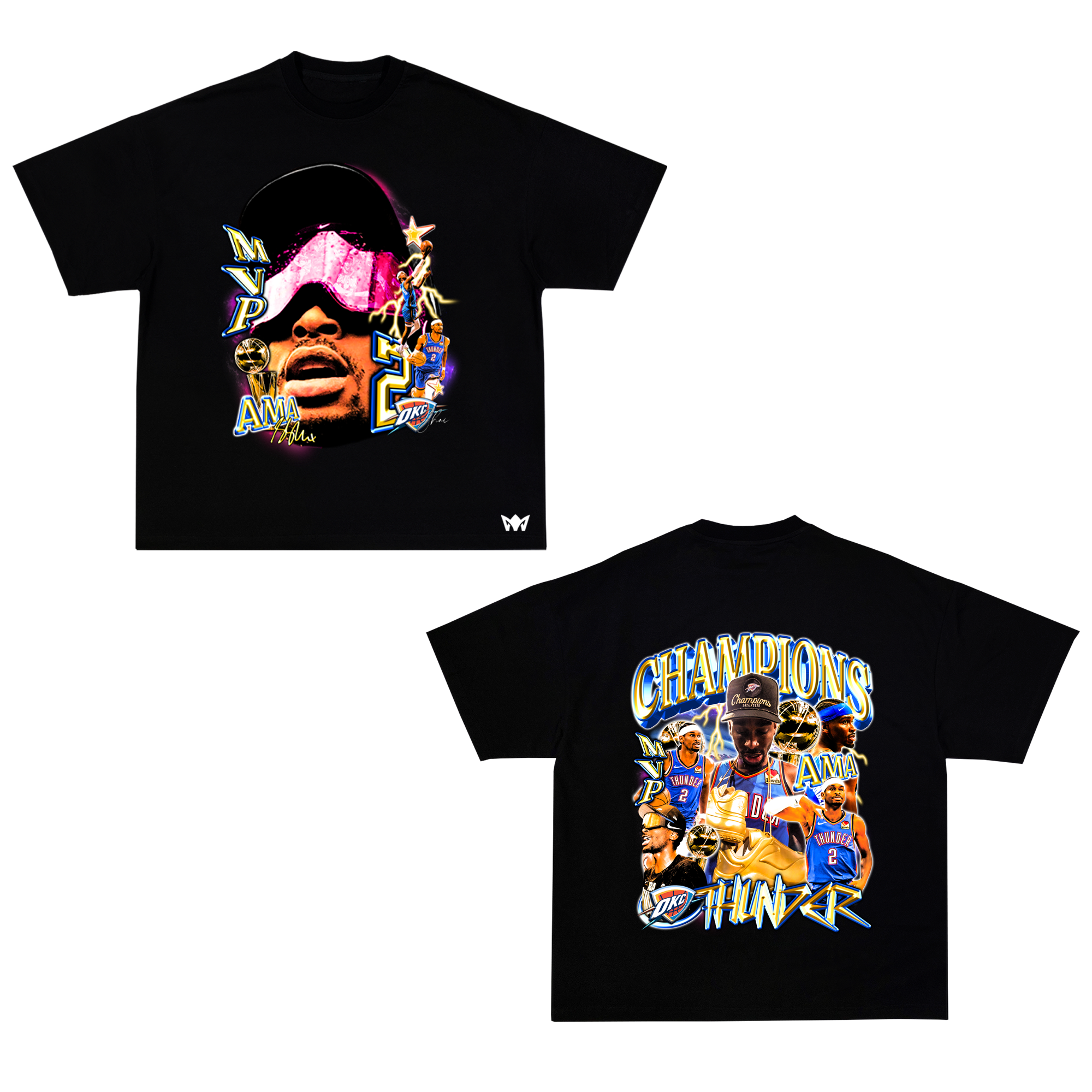 OKC Thunder 2025 Champions & MVP Oversized Tee – AMA® Limited Edition | Shai Gilgeous-Alexander Shirt