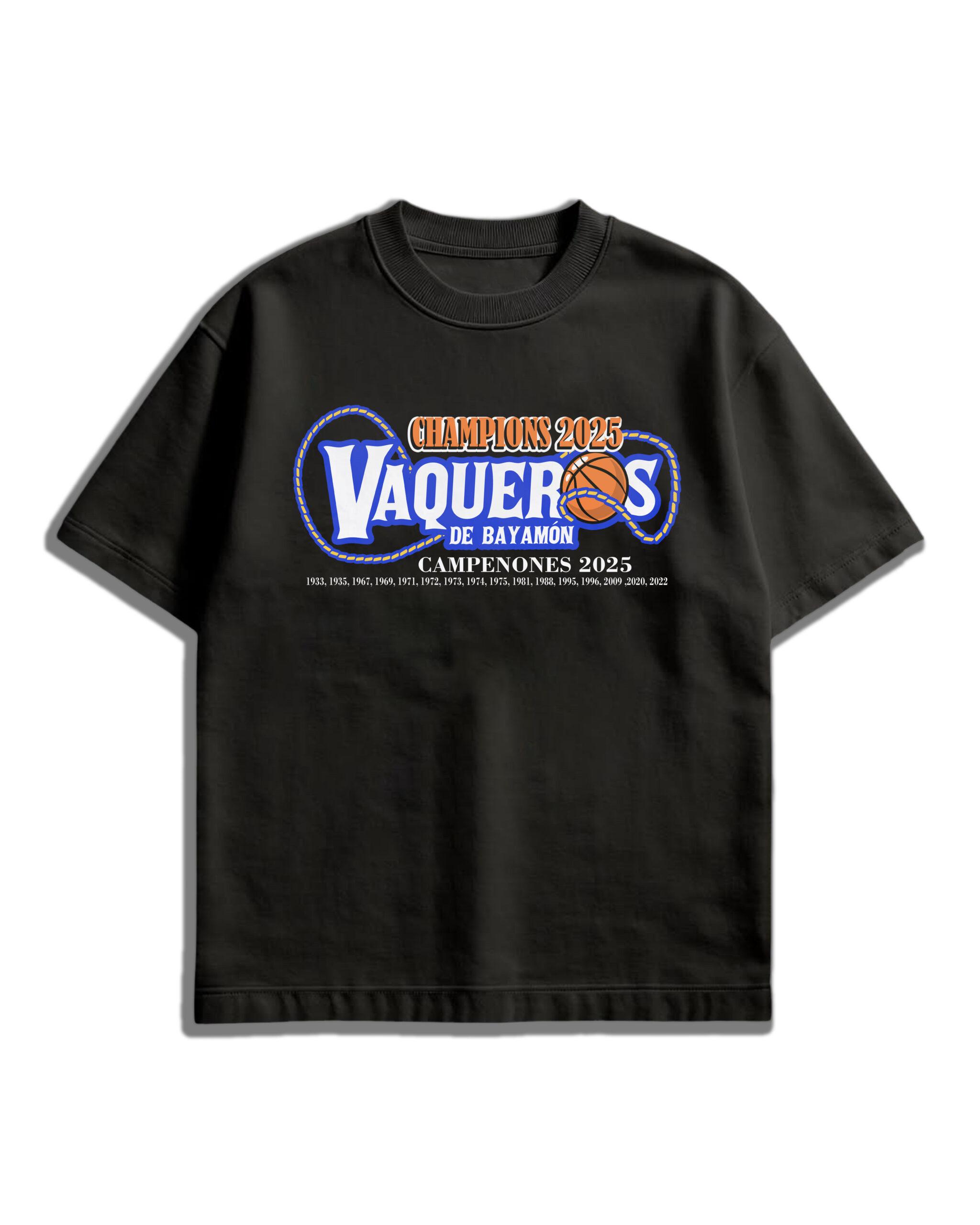 VAQUEROS FRONT MOCKUP (1) Camiseta Oversized “Vaqueros de Bayamón – Campeones 2025” | AMA® Official Limited Edition