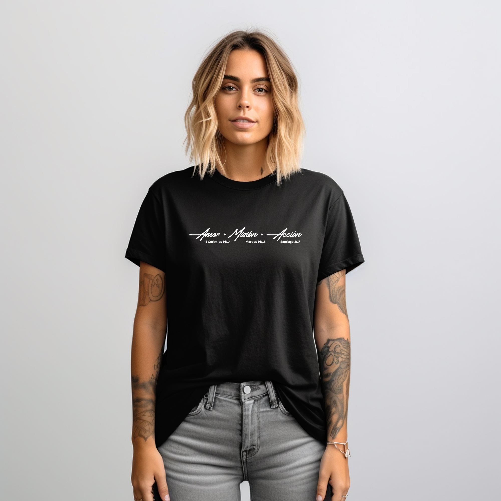 Camiseta Oficial AMA – Amor, Misión, Acción