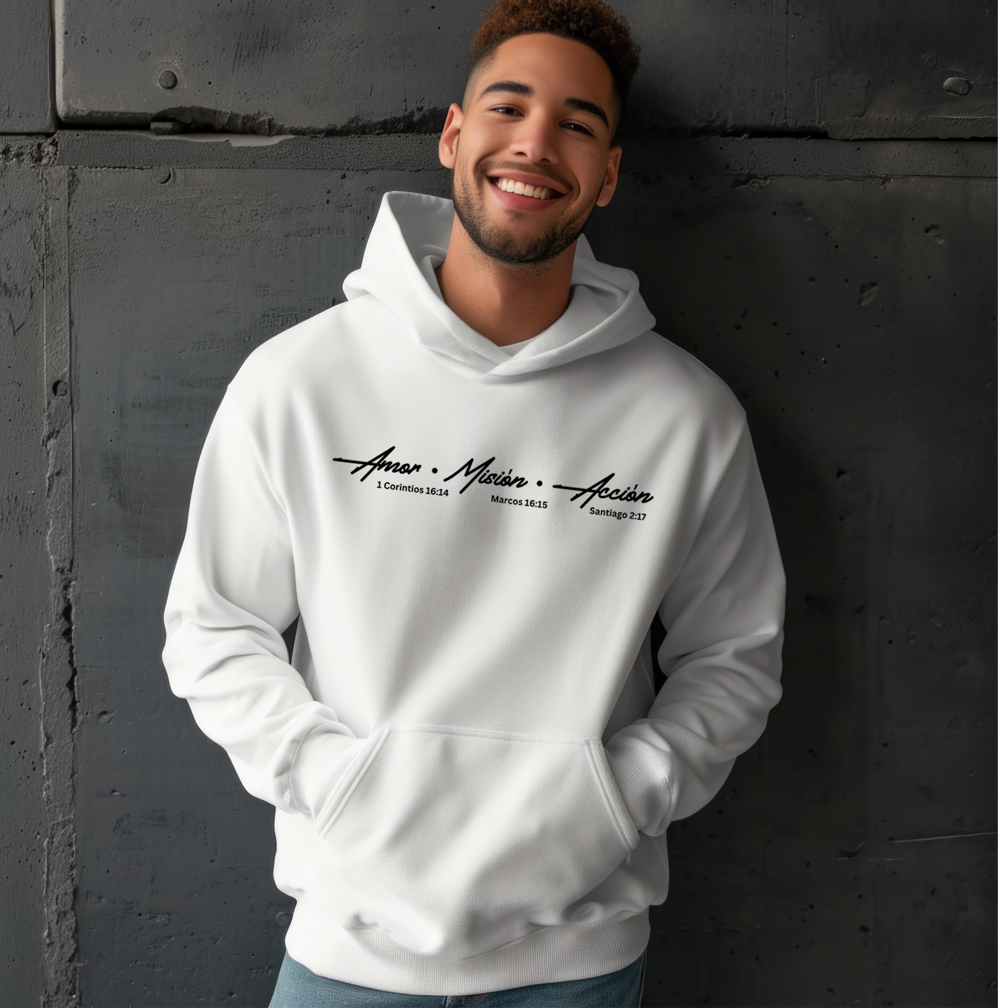 Hoodie Oficial AMA – Amor • Misión • Acción