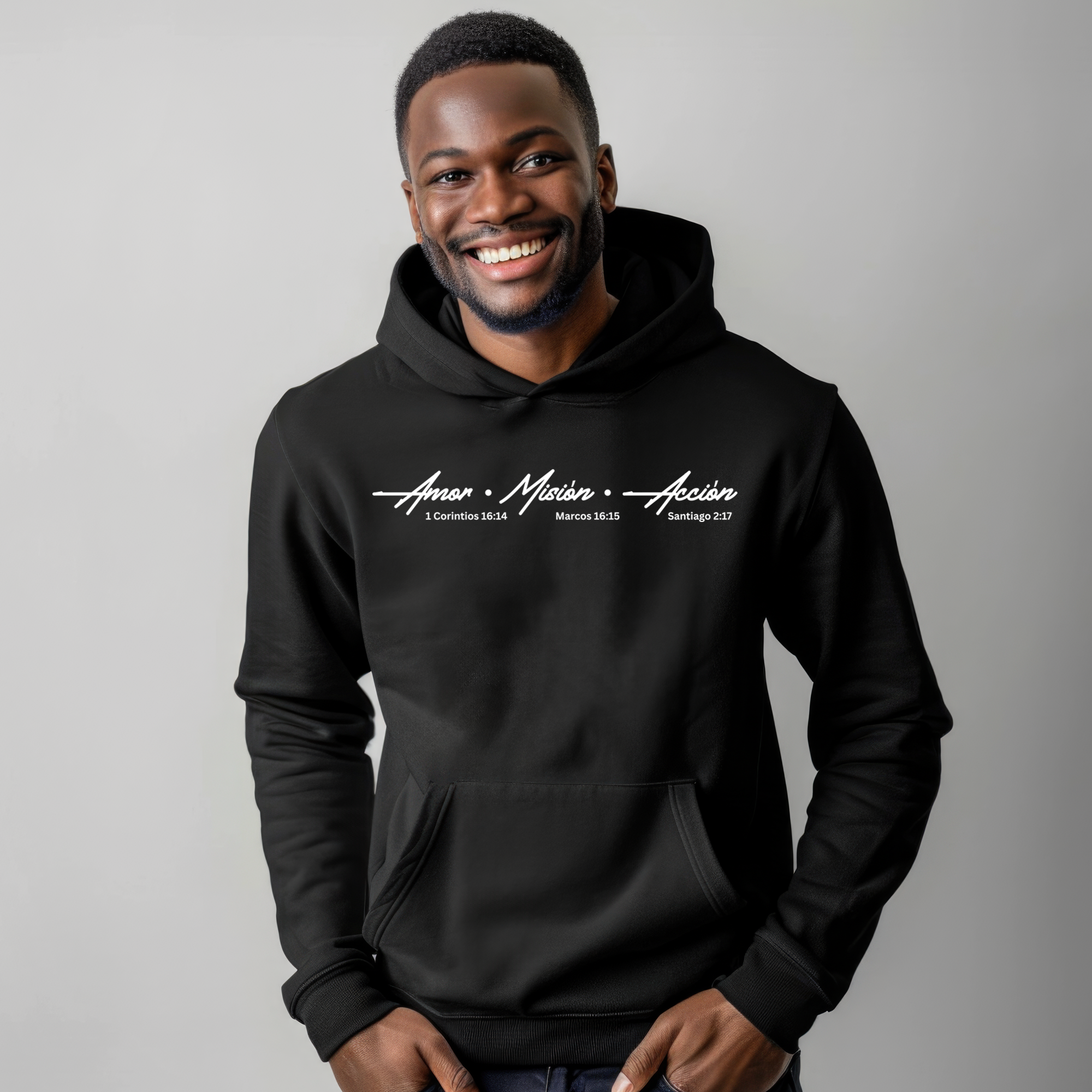 Hoodie Oficial AMA – Amor • Misión • Acción
