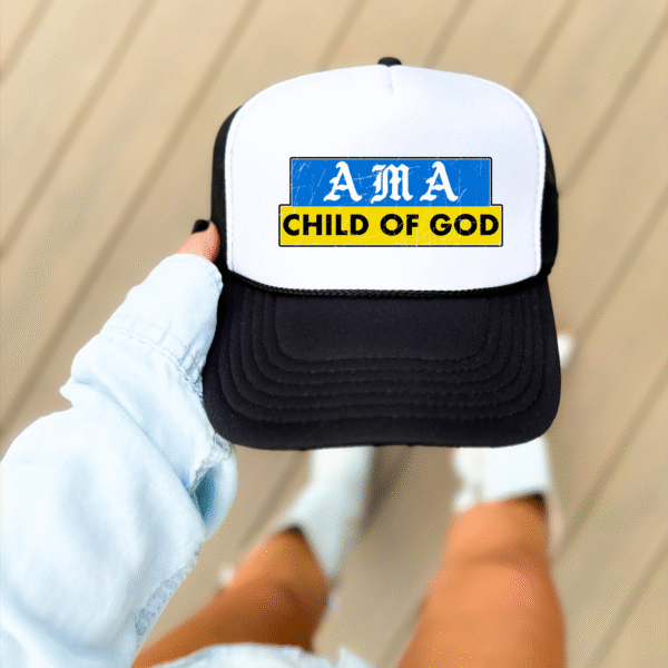 Child of God Christian Trucker Hat | Faith Snapback Cap | AMA Christian Streetwear