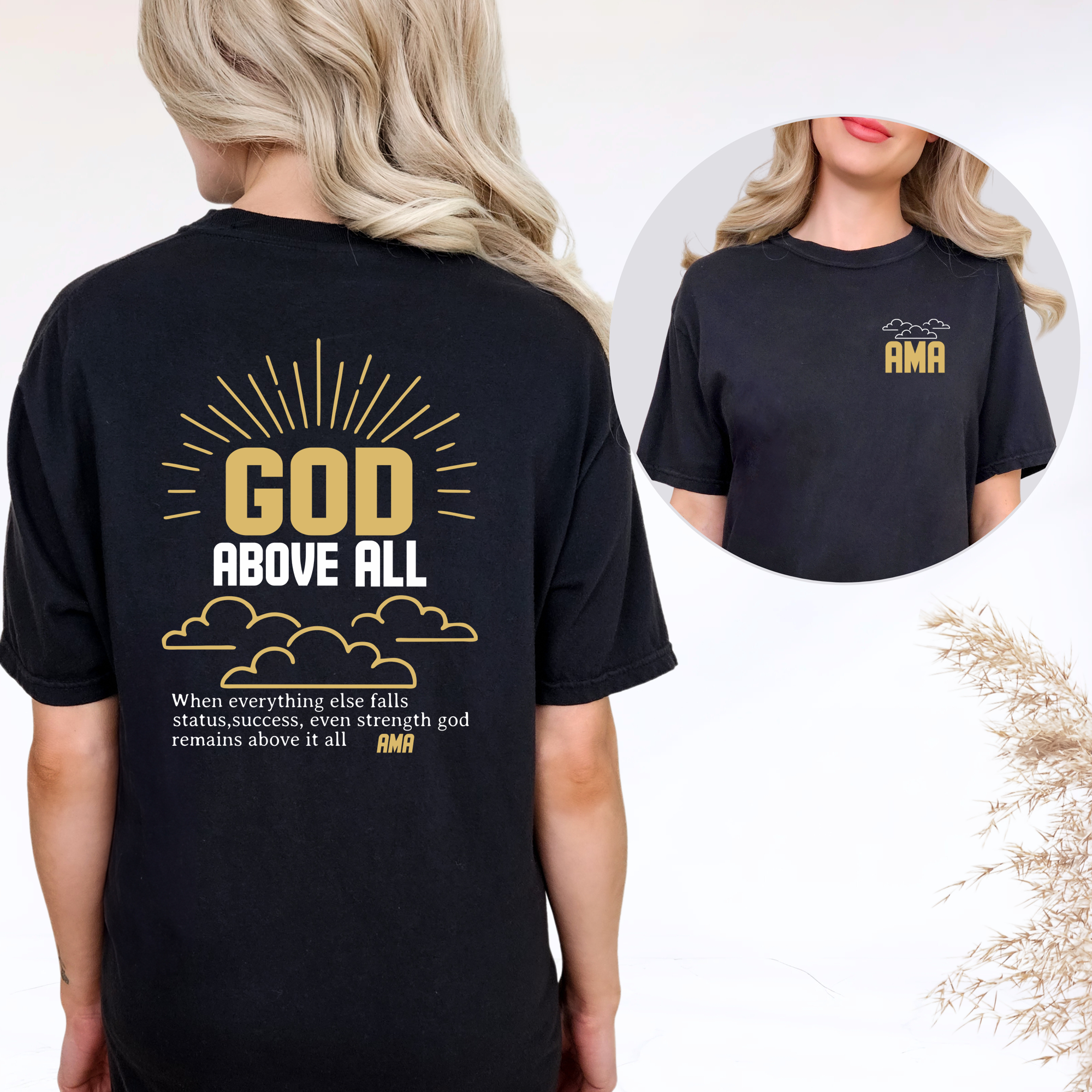 God Above All Christian T-Shirt | Comfort Colors | Inspirational Faith Streetwear Tee by Ama