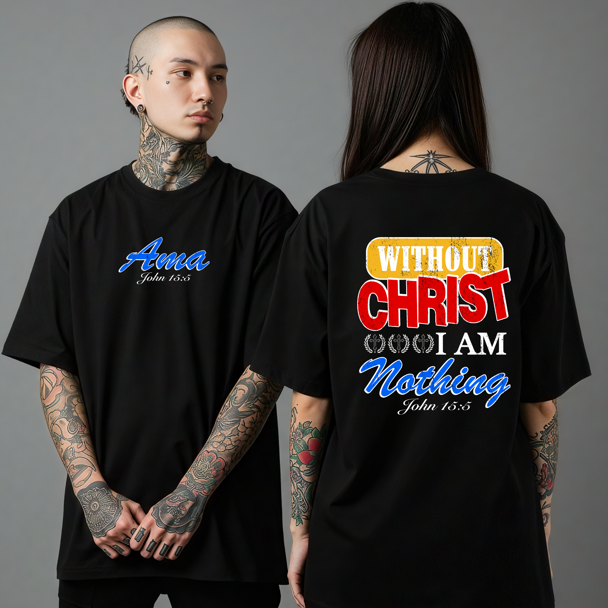 iam nothing tshirt mockup 5 Without Christ I Am Nothing Oversized T-Shirt – Christian Streetwear | John 15:5