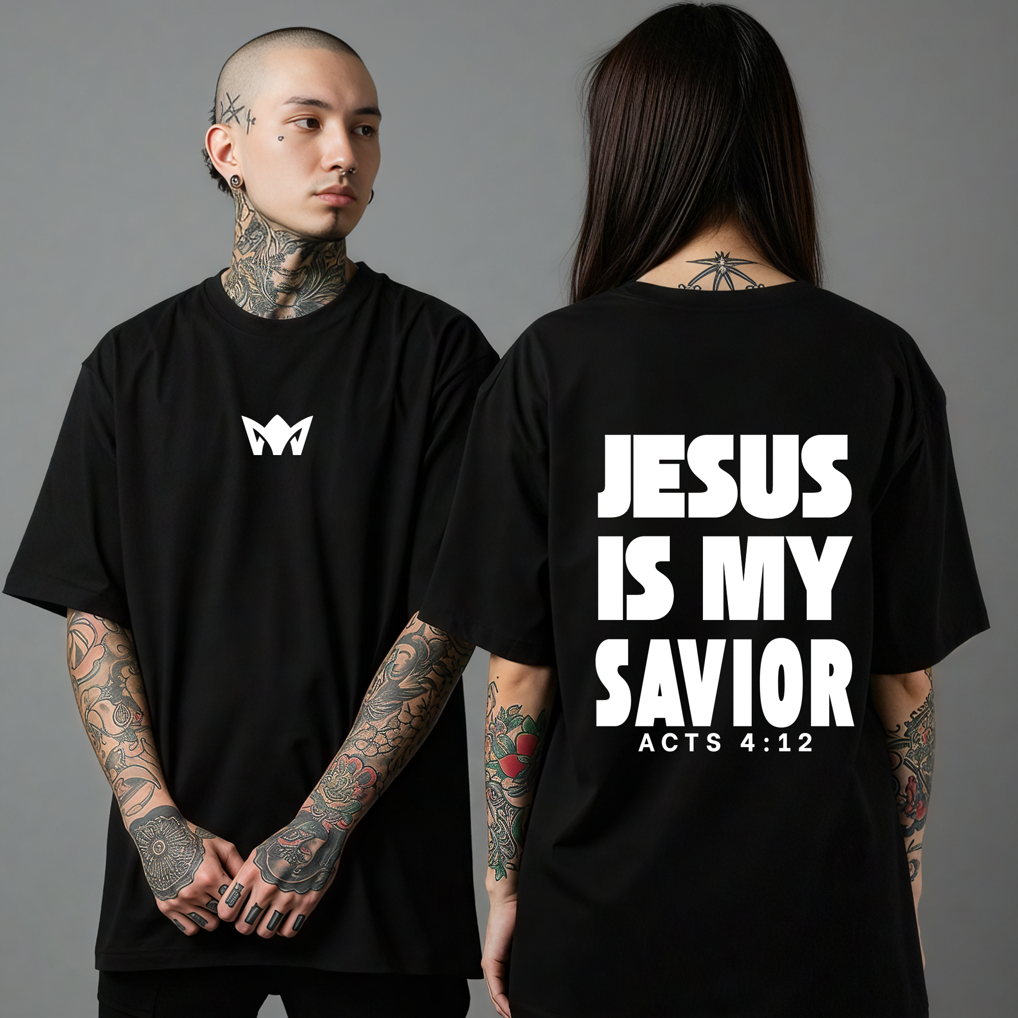 Jesus Is My Savior Oversized T-Shirt – Christian Streetwear by AMA | Acts 4:12 Tee