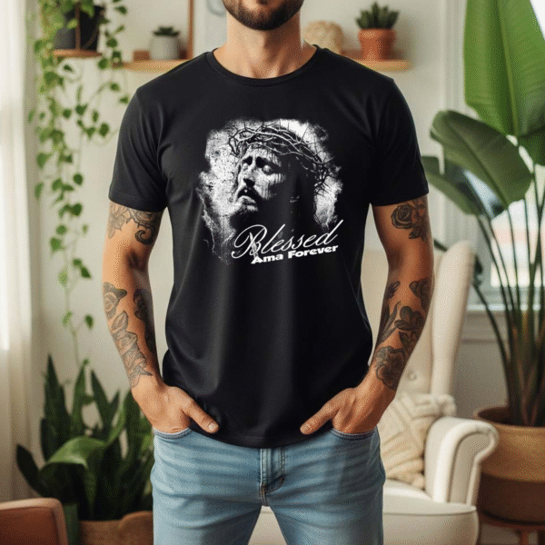 mockup blessed 2 Blessed Jesus Crown of Thorns T-Shirt: Christian Streetwear