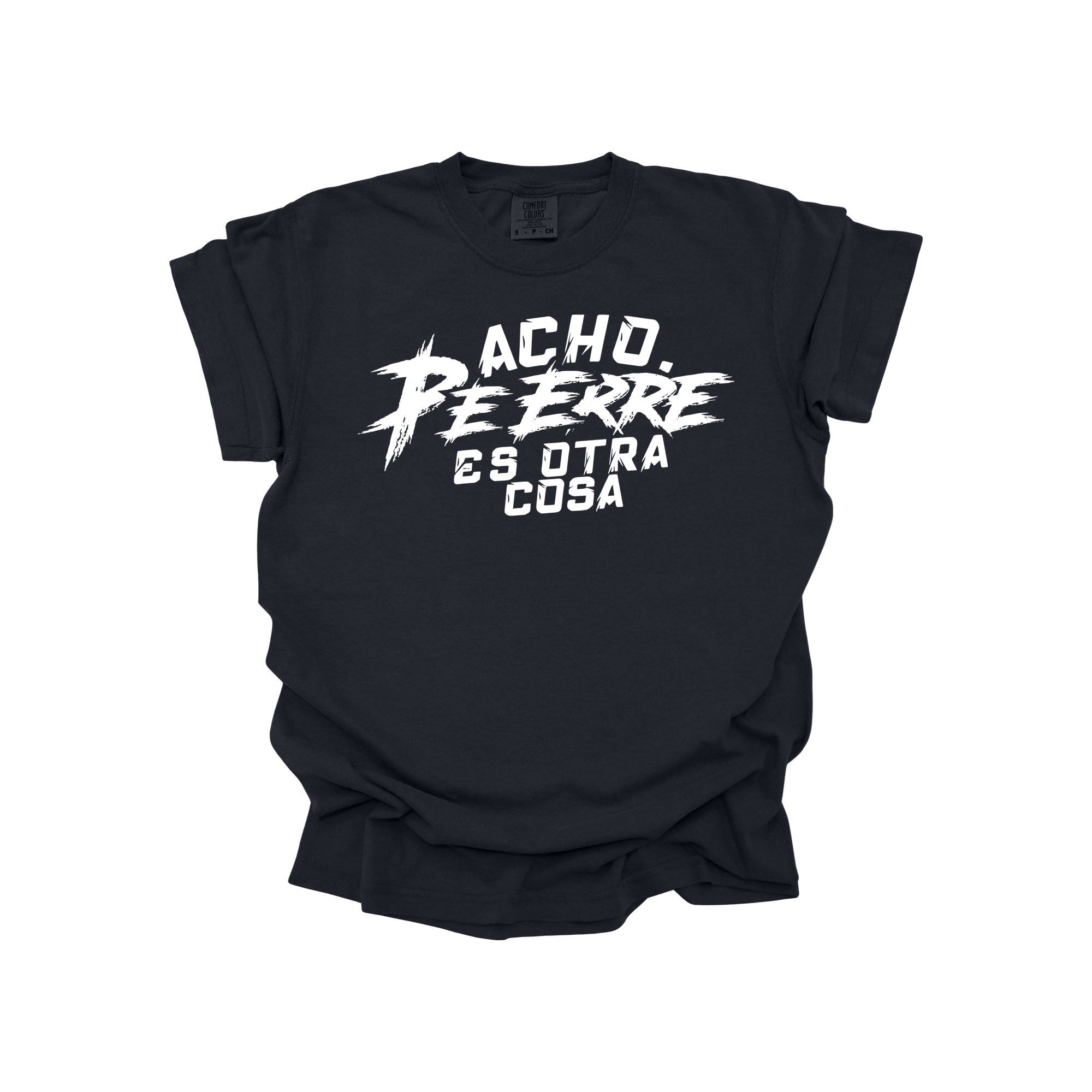 negra y blanco Camiseta Acho, Pe Erre Es Otra Cosa | Estilo Callejero Boricua | T-Shirt Urbana Puerto Rico