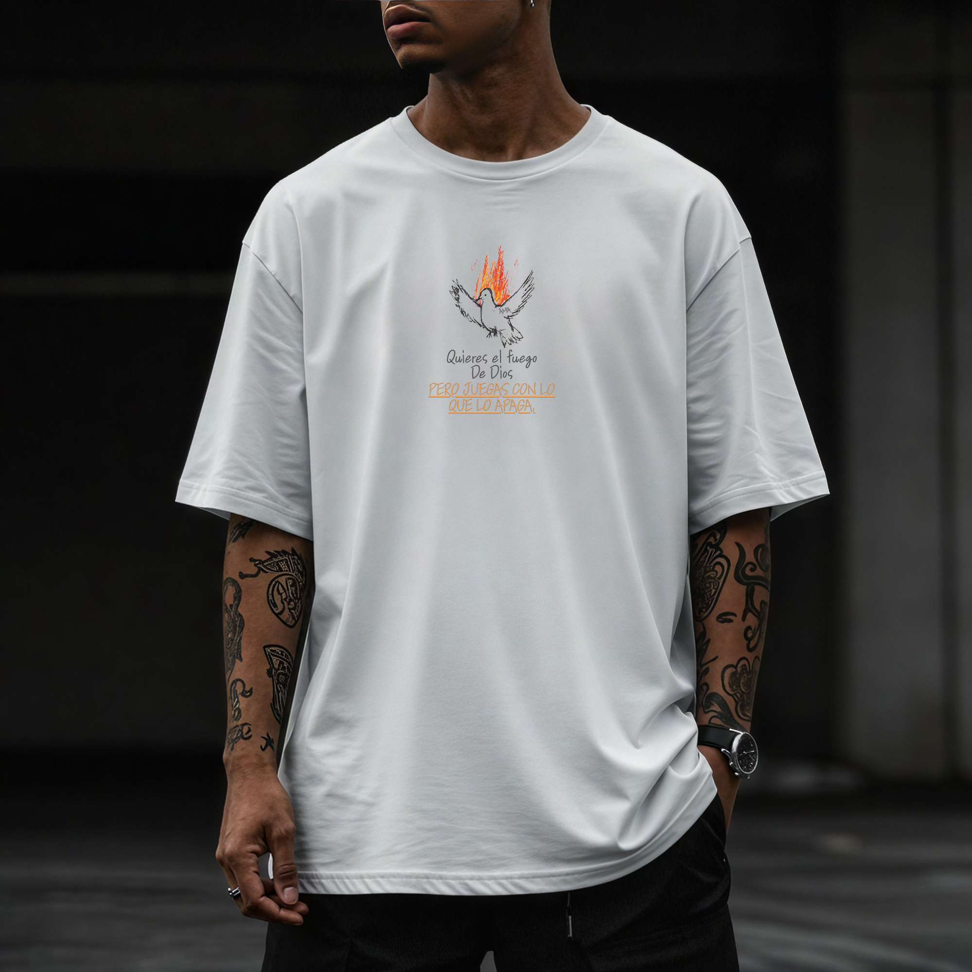 quieres el fuego mockup 4 Camisa Cristiana “El Fuego de Dios” – Edición Fe y Firmeza | VISTE AMA