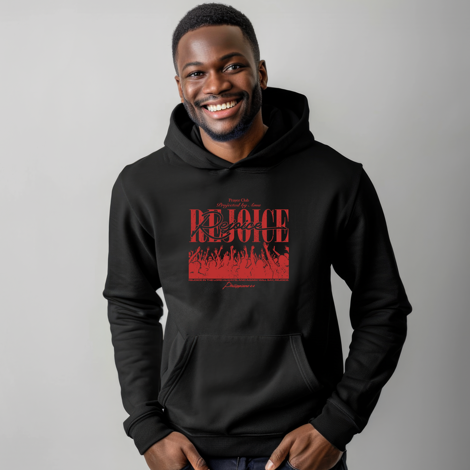 Rejoice Christian Hoodie – Faith-Based Streetwear | Designed by AMA