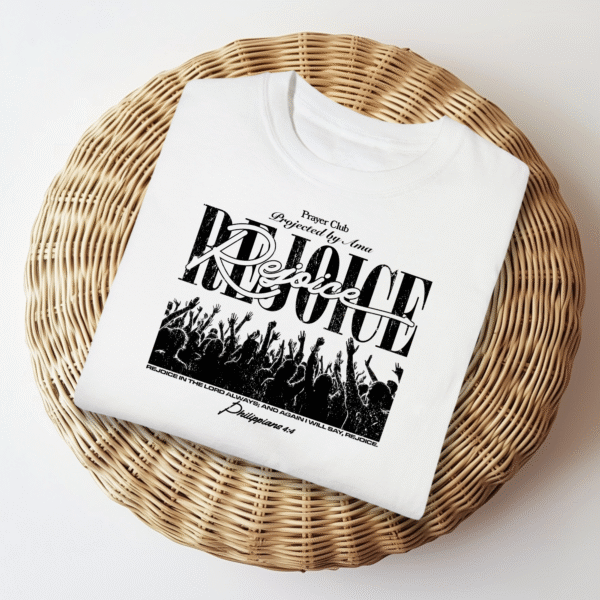 Rejoice Christian T-Shirt – Philippians 4:4 | AMA Studios