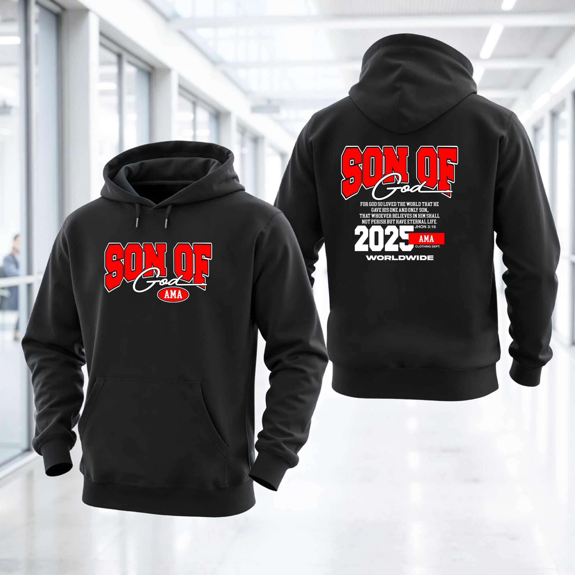 Son of God Christian Hoodie | Faith Streetwear Pullover | Bold Gospel Hoodie by AMA