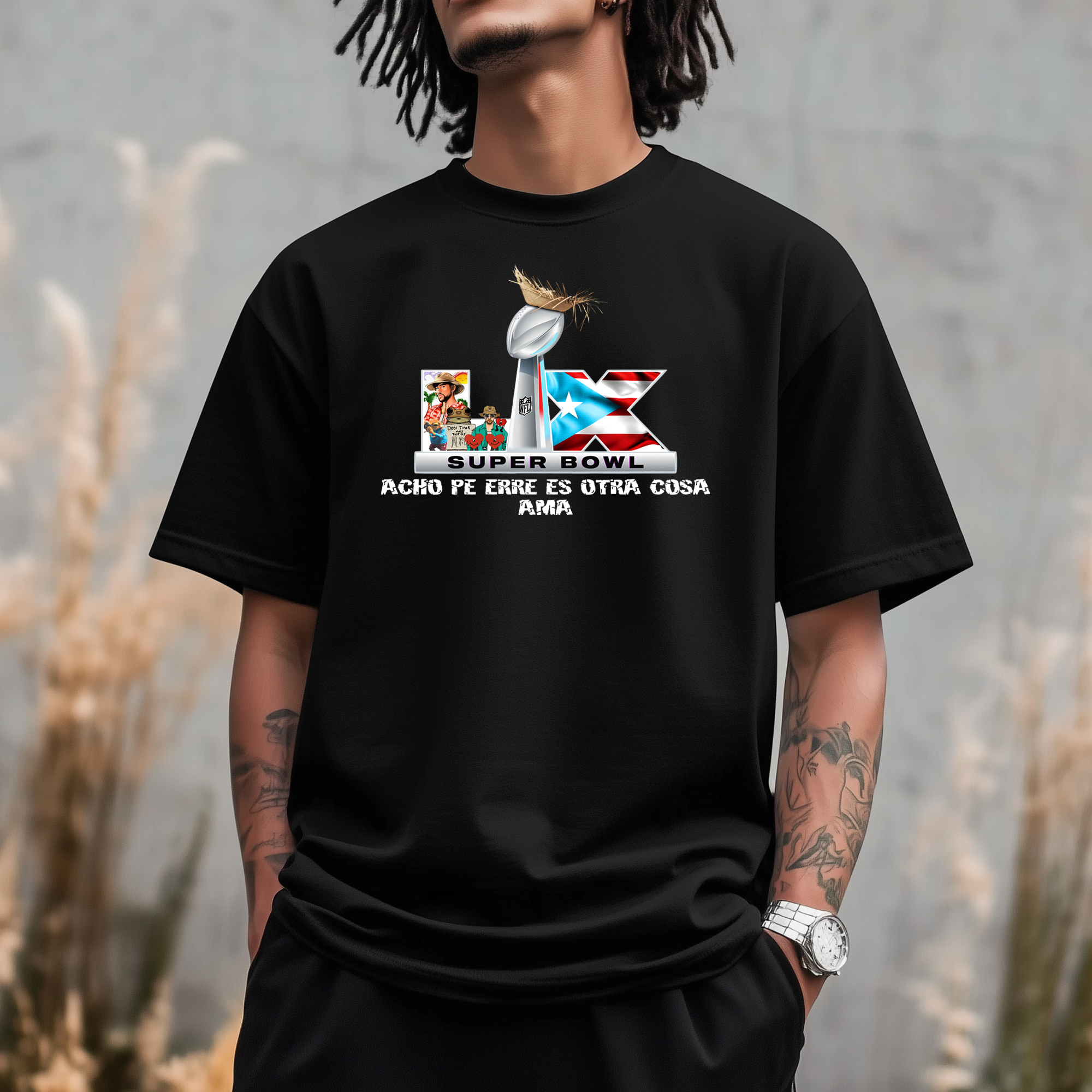 super mockup BadBunny | Puerto Rico Super Bowl T-Shirt – “Acho Pe Erre es Otra Cosa” | Camisa Boricua Unisex | Puerto Rican Football Shirt | Cultura