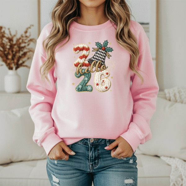 Hello 2026 Knitted Numbers New Year Sweatshirt