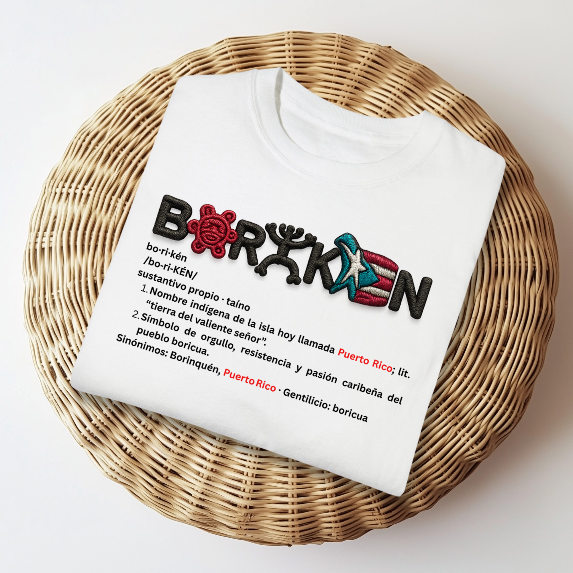 BORIKEN TSHIRT MOCKUP 1 T-Shirt “BORIKÉN – Definición Taína” (Unisex)