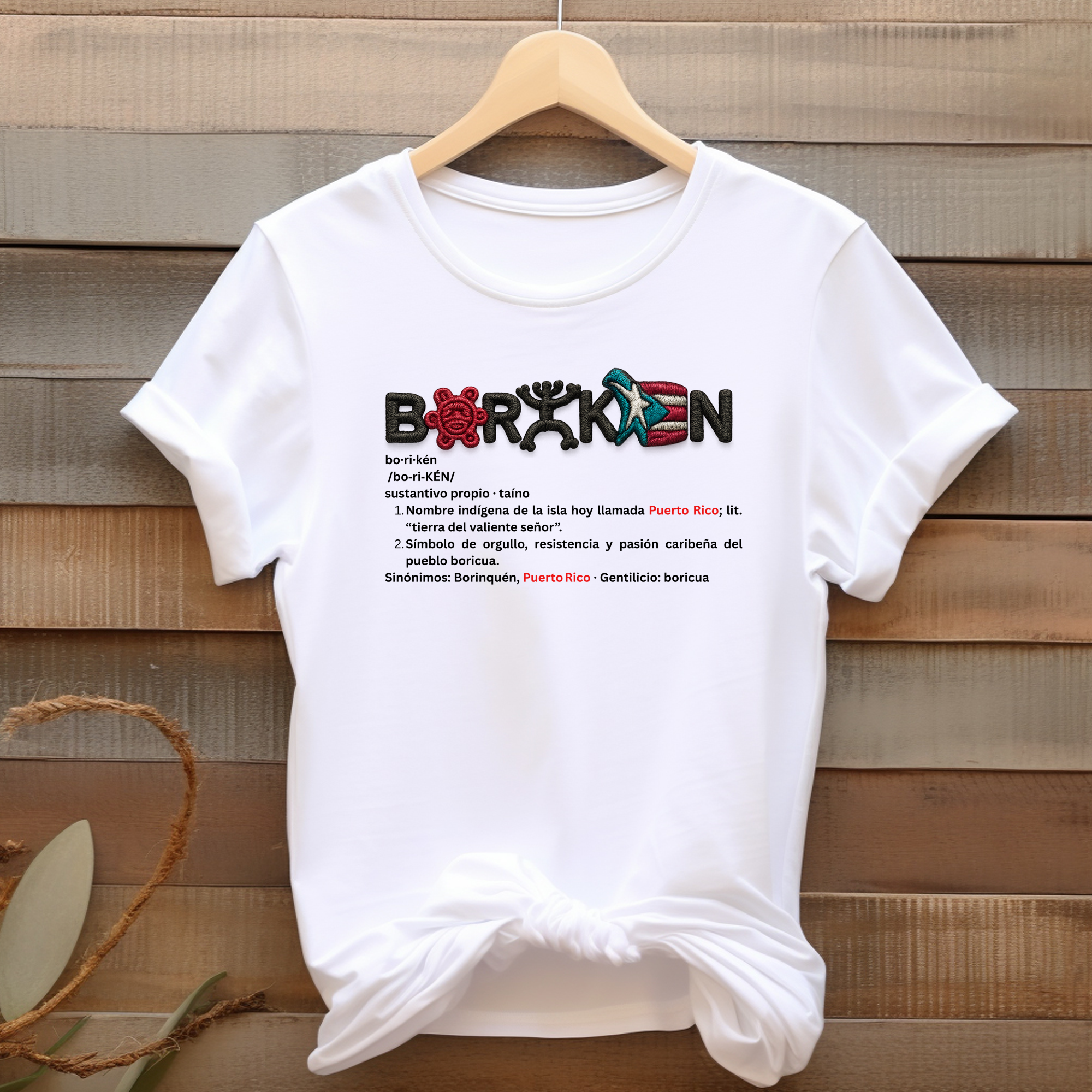 BORIKEN TSHIRT MOCKUP 3 T-Shirt “BORIKÉN – Definición Taína” (Unisex)