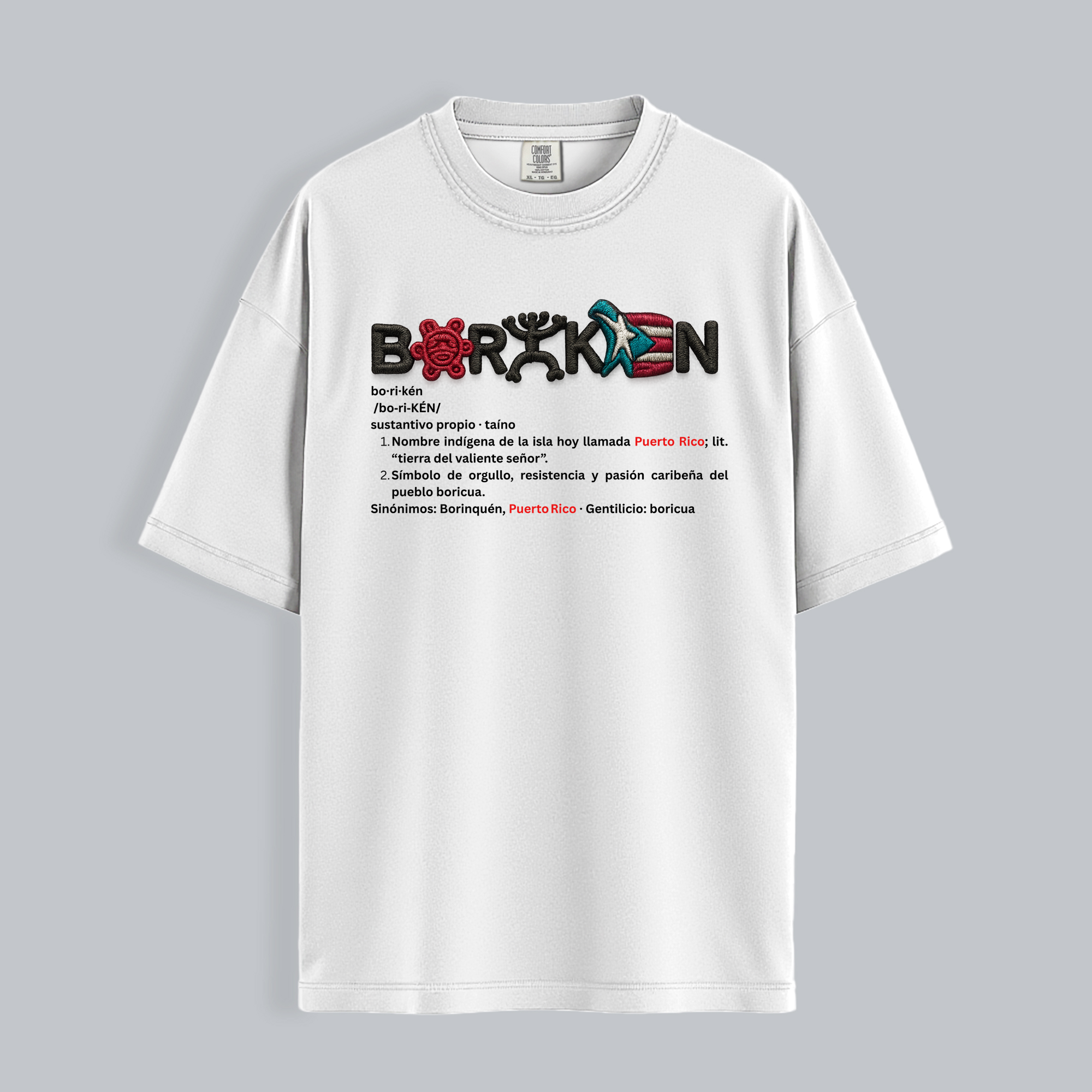 BORIKEN TSHIRT MOCKUP 5 T-Shirt “BORIKÉN – Definición Taína” (Unisex)