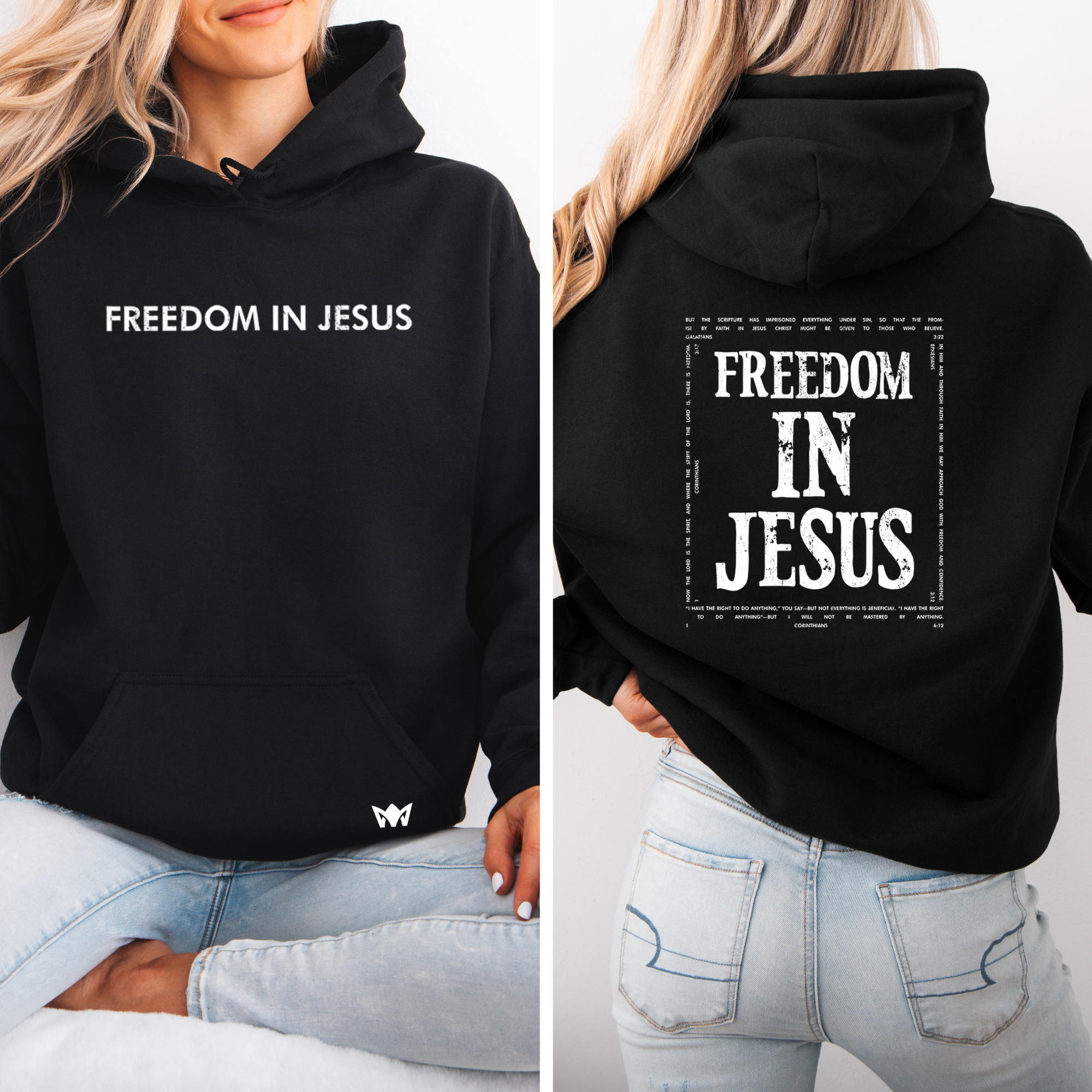 freedom in jesus hoodie mockup 2 FREEDOM IN JESUS Hoodie – Christian Streetwear / Faith-Based
