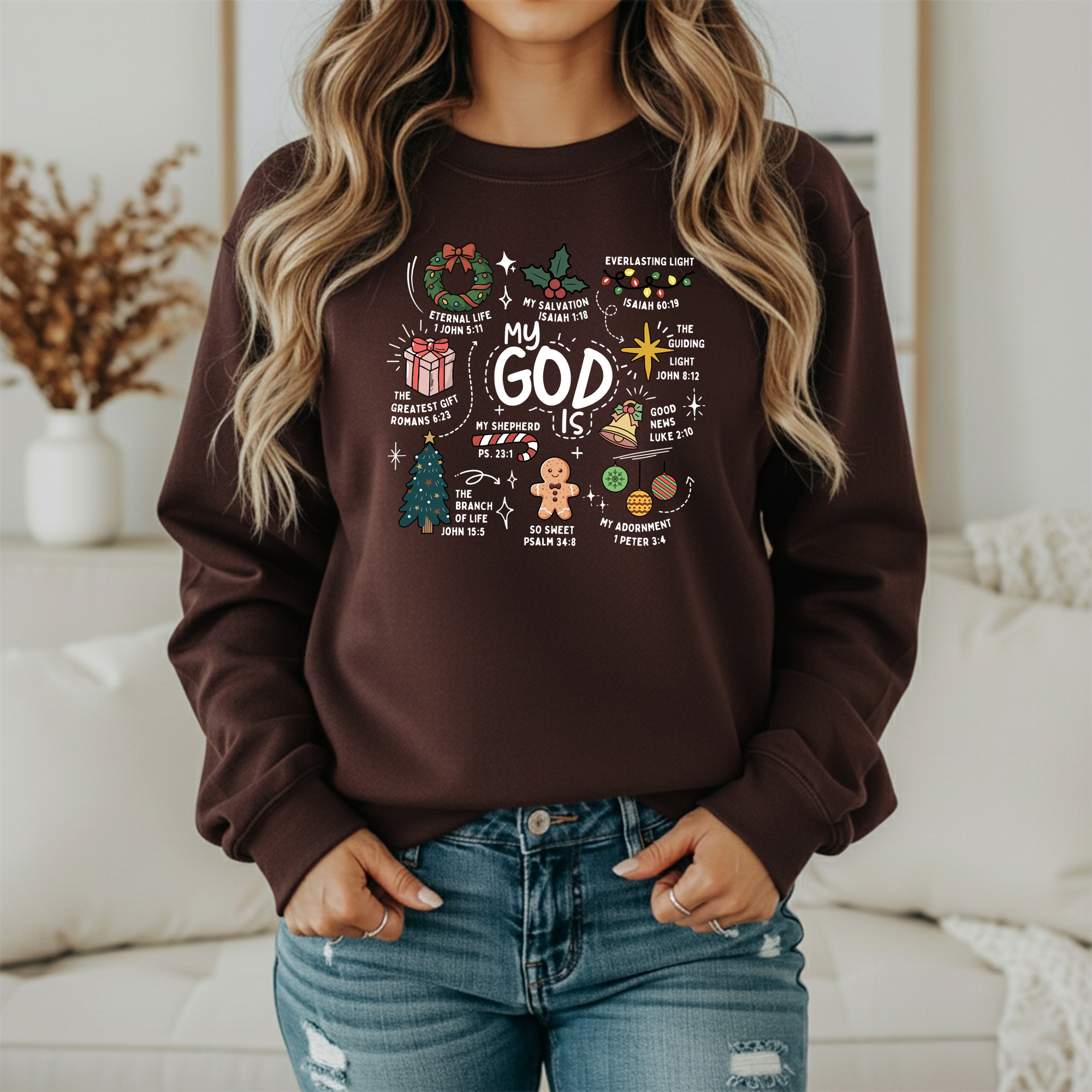 My God Is Christmas Sweatshirt – Christian Bible Verse Holiday Crewneck (Unisex)