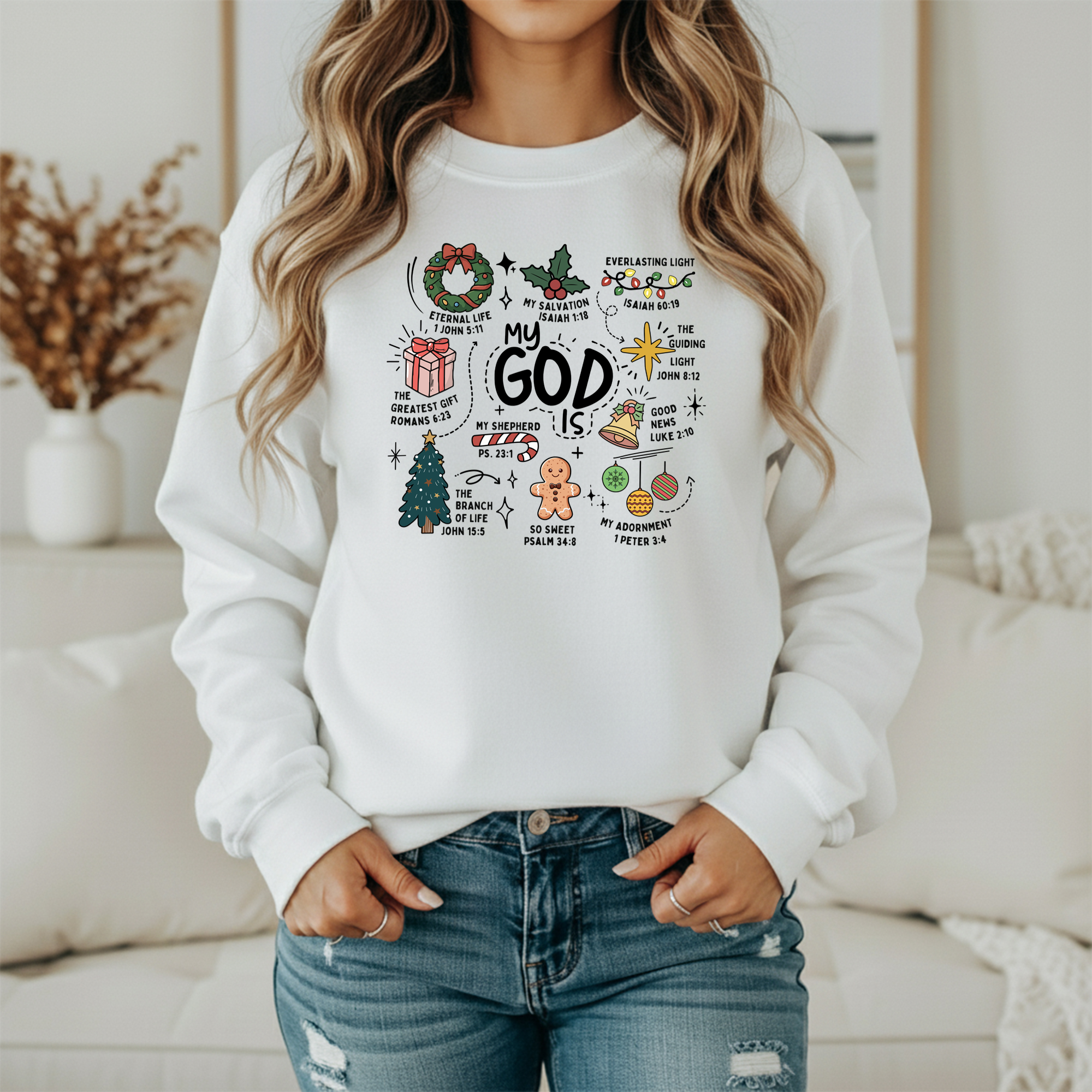 My God Is Christmas Sweatshirt – Christian Bible Verse Holiday Crewneck (Unisex)