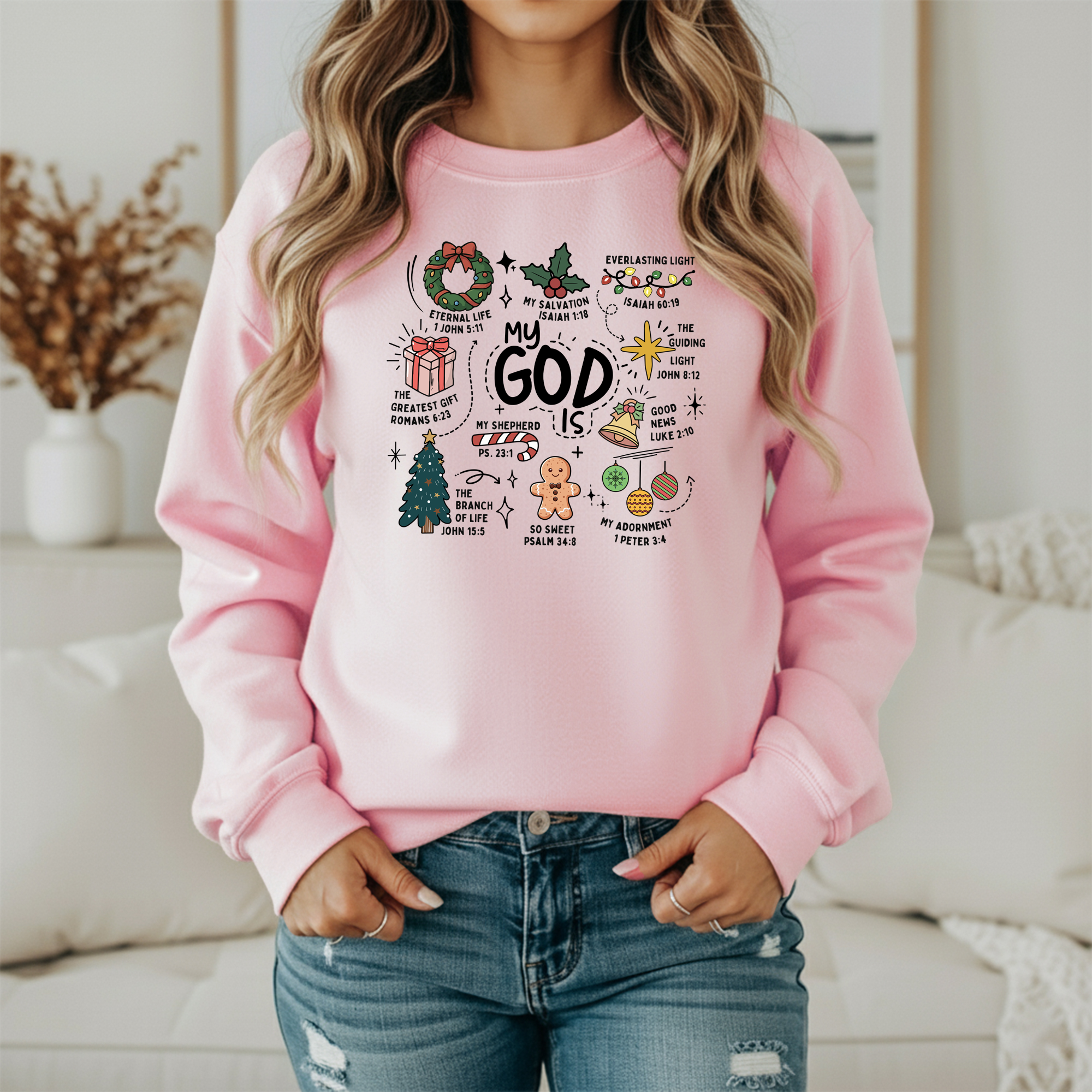 My God Is Christmas Sweatshirt – Christian Bible Verse Holiday Crewneck (Unisex)