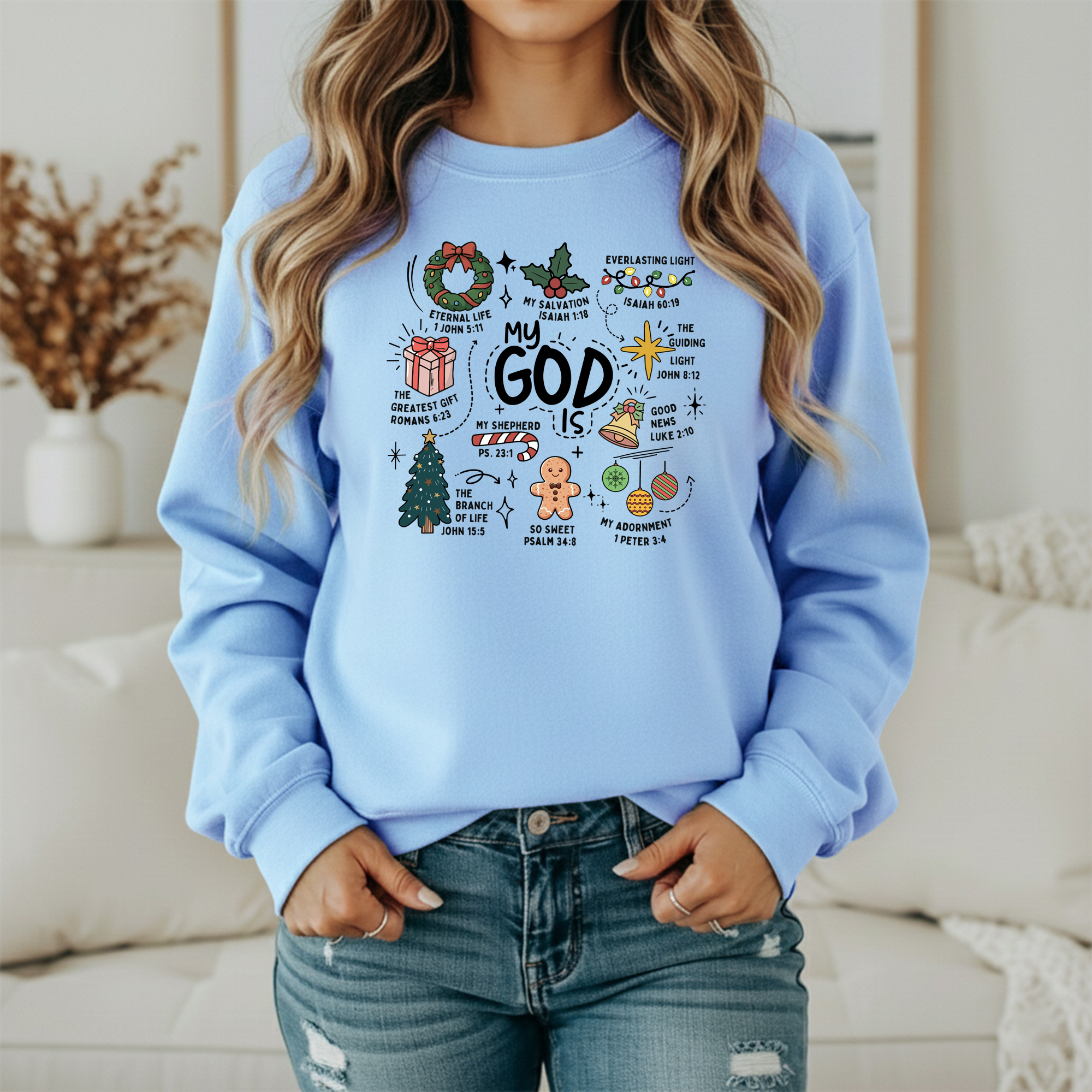My God Is Christmas Sweatshirt – Christian Bible Verse Holiday Crewneck (Unisex)