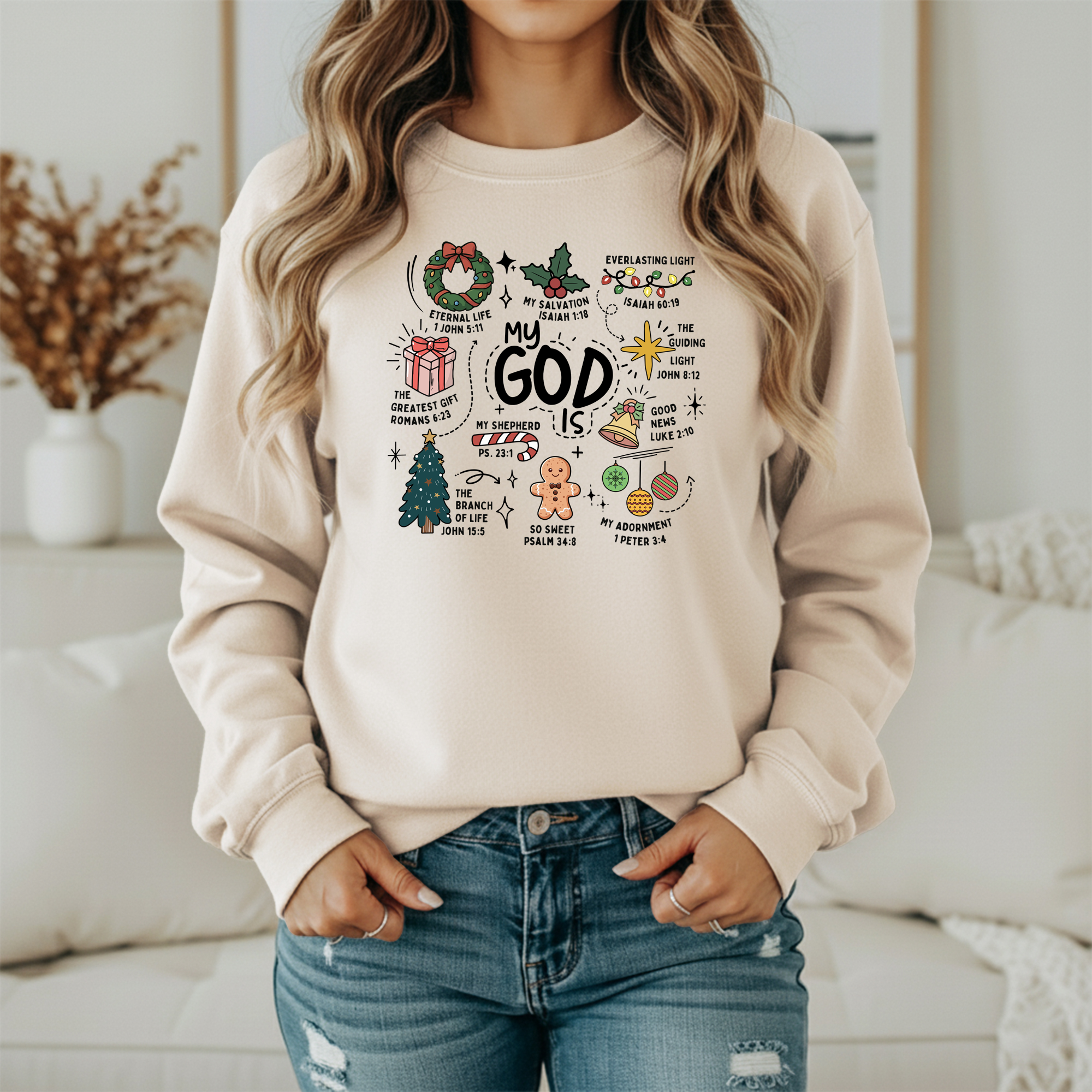 My God Is Christmas Sweatshirt – Christian Bible Verse Holiday Crewneck (Unisex)