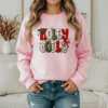 Holly Jolly Christmas Sweatshirt – Knitted Lettering Cozy Holiday Sweater (Unisex)