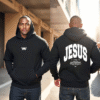 JESUS Back Print Hoodie – AMA Christian Hoodie “He Reigns” Unisex Black Sweatshirt