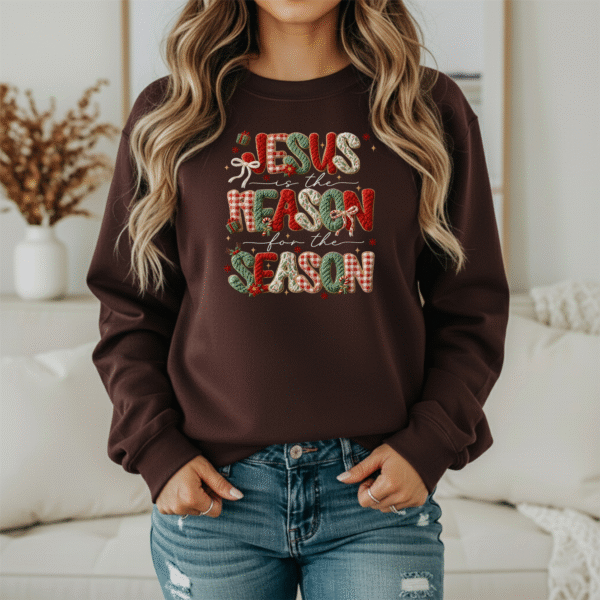 Jesus Is The Reason For The Season Christmas Sweatshirt – Christian Holiday Cozy Unisex Crewneck