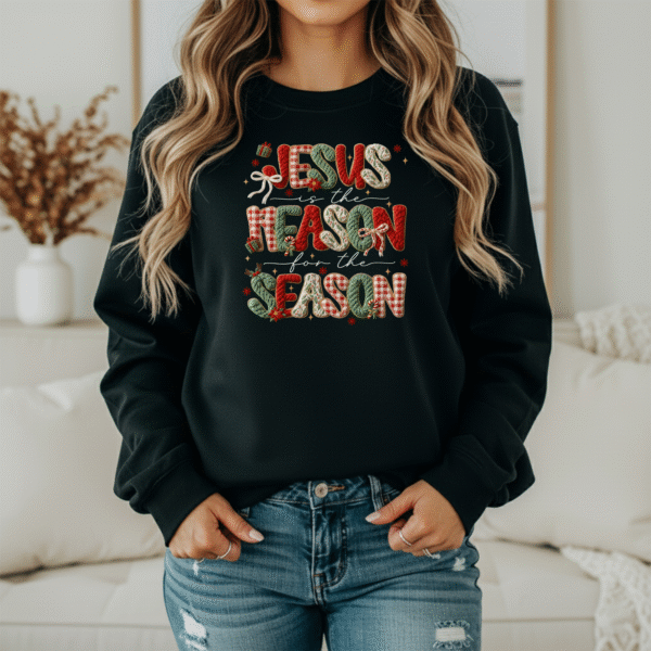Jesus Is The Reason For The Season Christmas Sweatshirt – Christian Holiday Cozy Unisex Crewneck