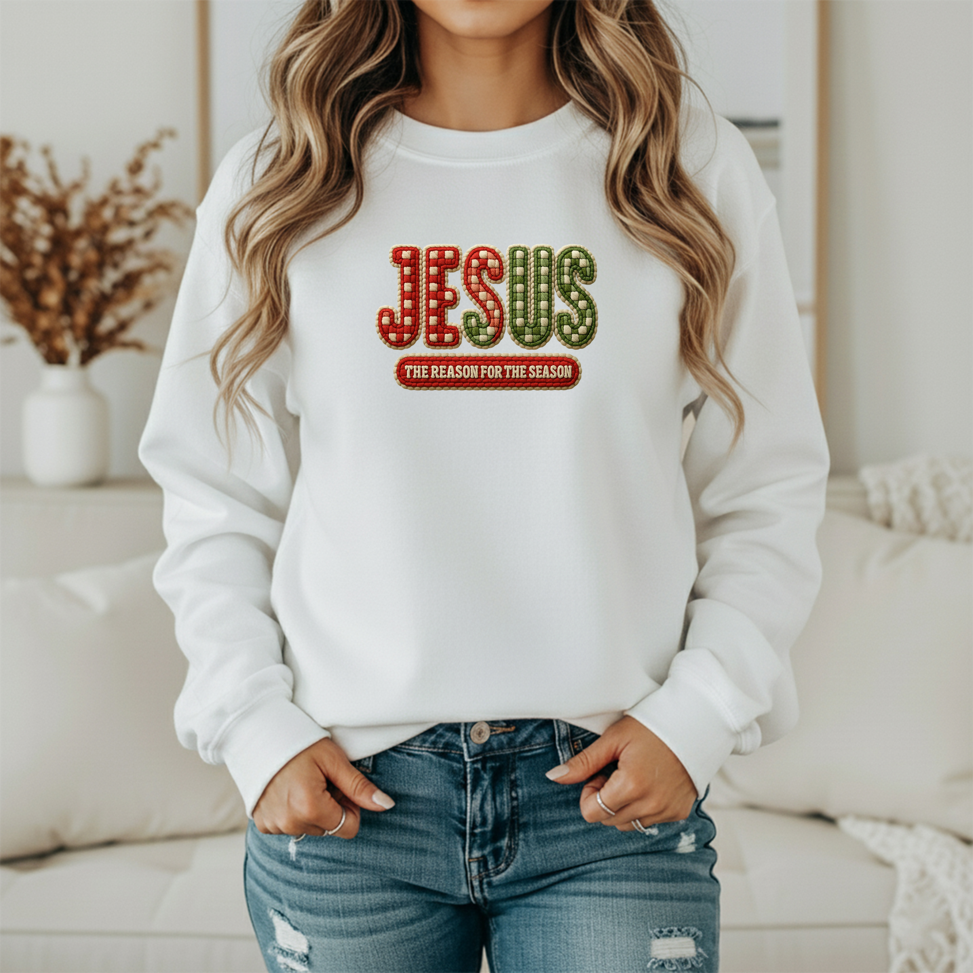 “Jesus The Reason For The Season” Christmas Sweatshirt – Christian Holiday Pullover