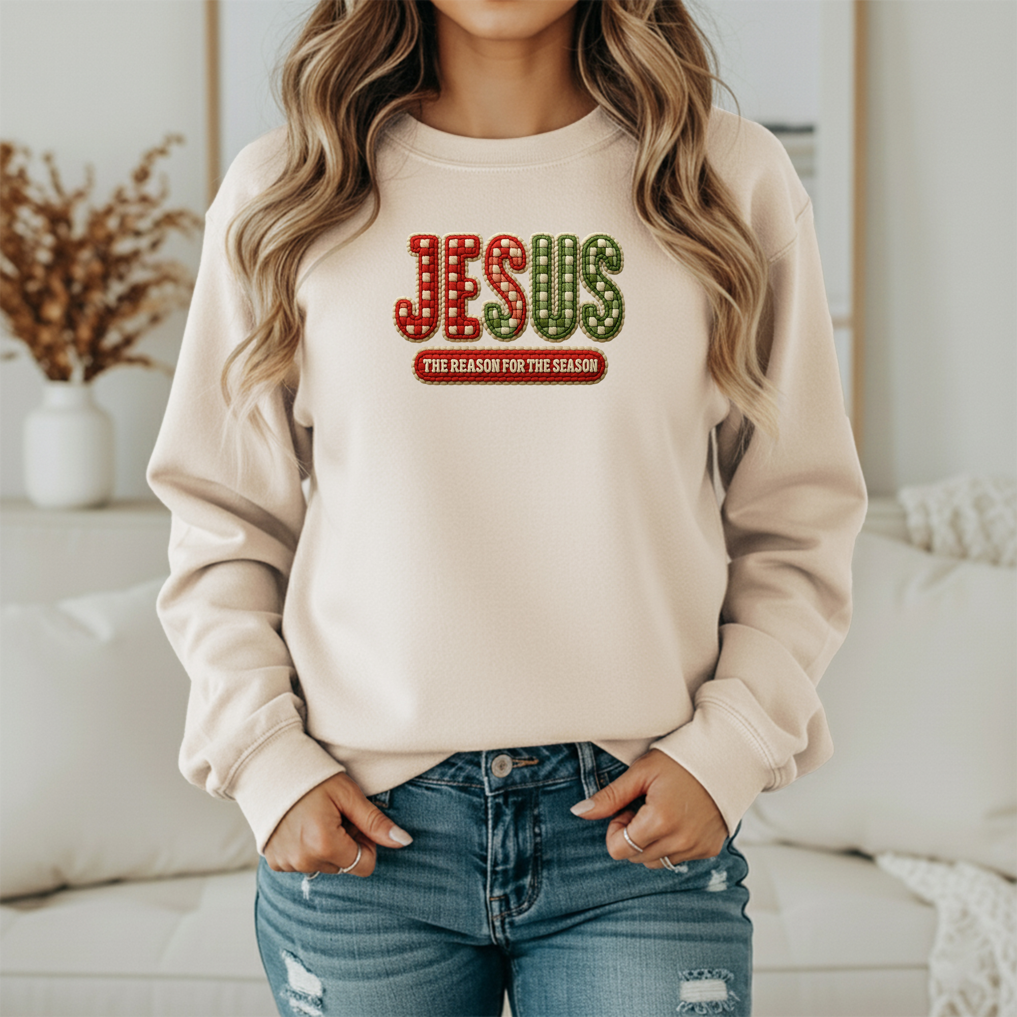 “Jesus The Reason For The Season” Christmas Sweatshirt – Christian Holiday Pullover