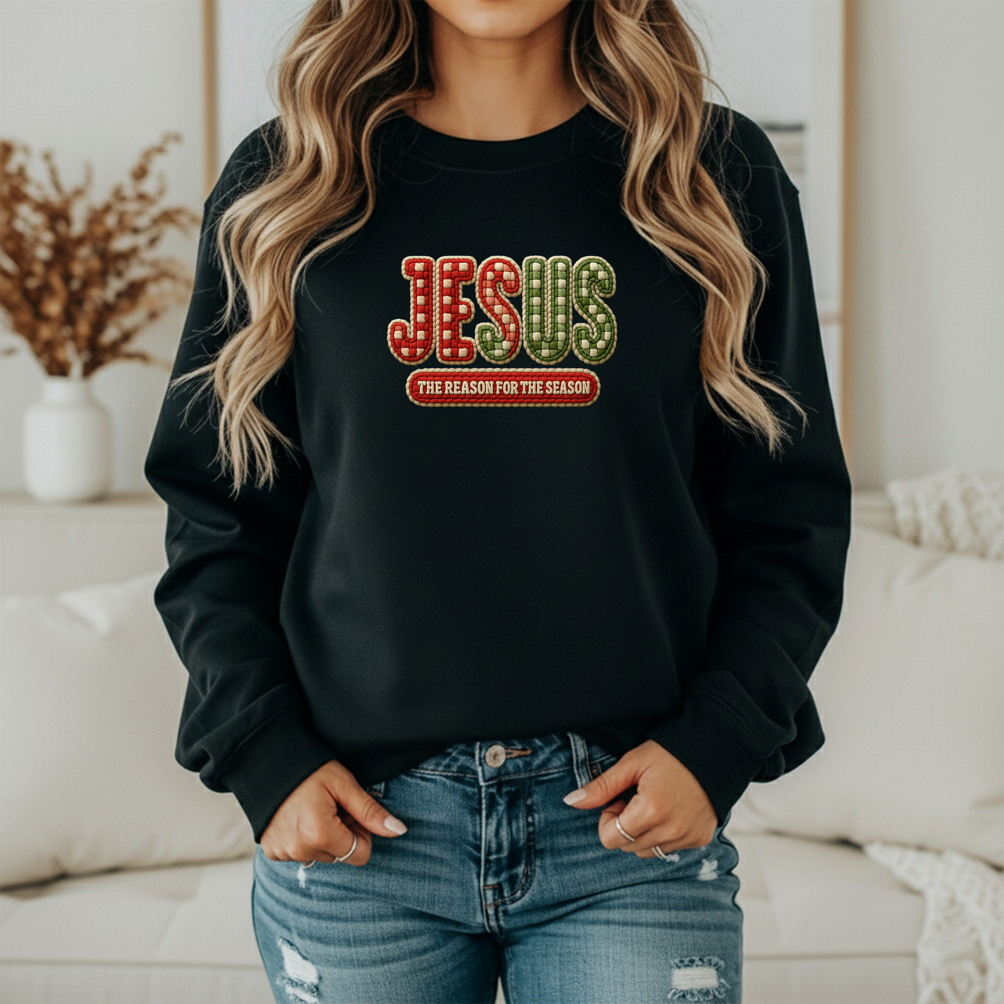 “Jesus The Reason For The Season” Christmas Sweatshirt – Christian Holiday Pullover