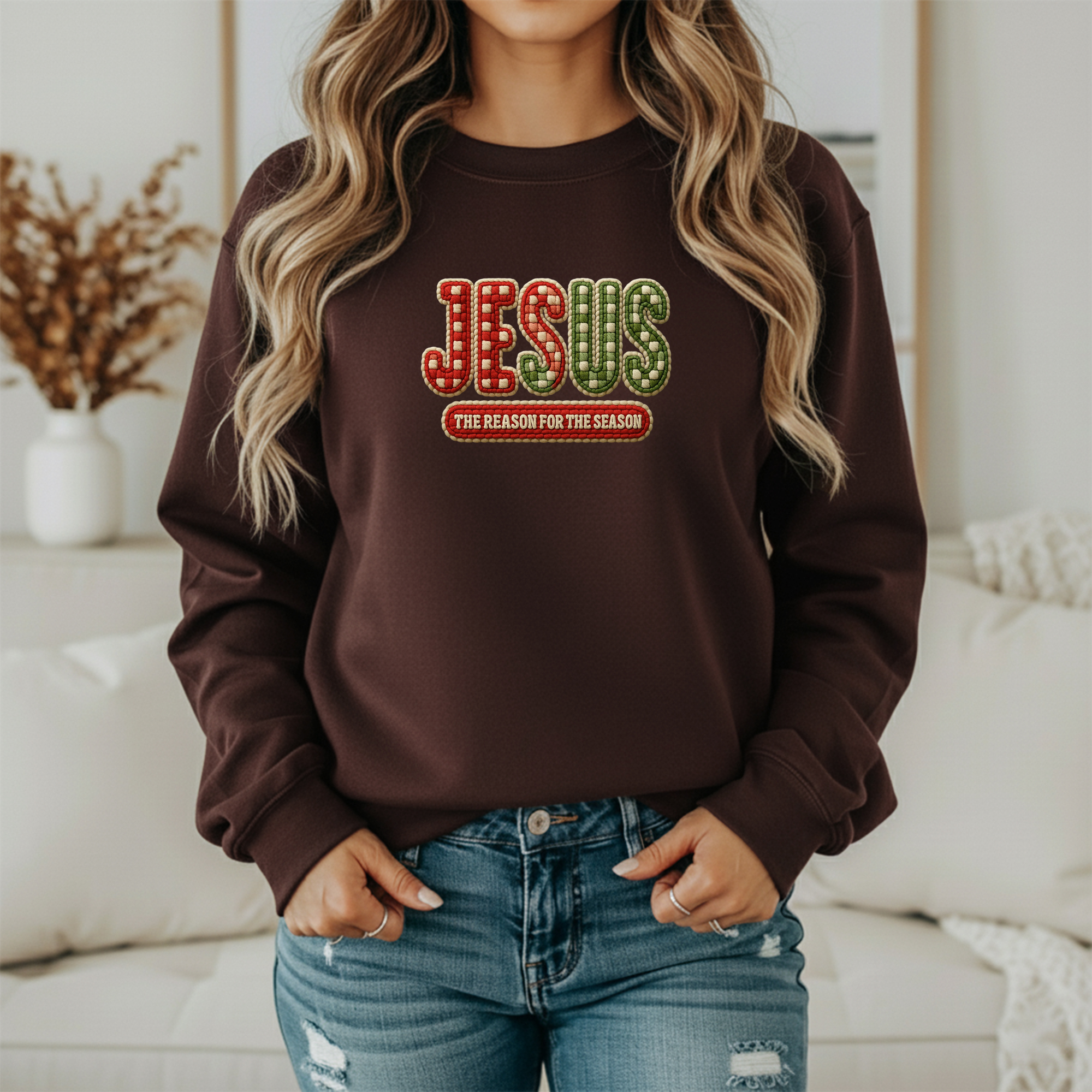 “Jesus The Reason For The Season” Christmas Sweatshirt – Christian Holiday Pullover