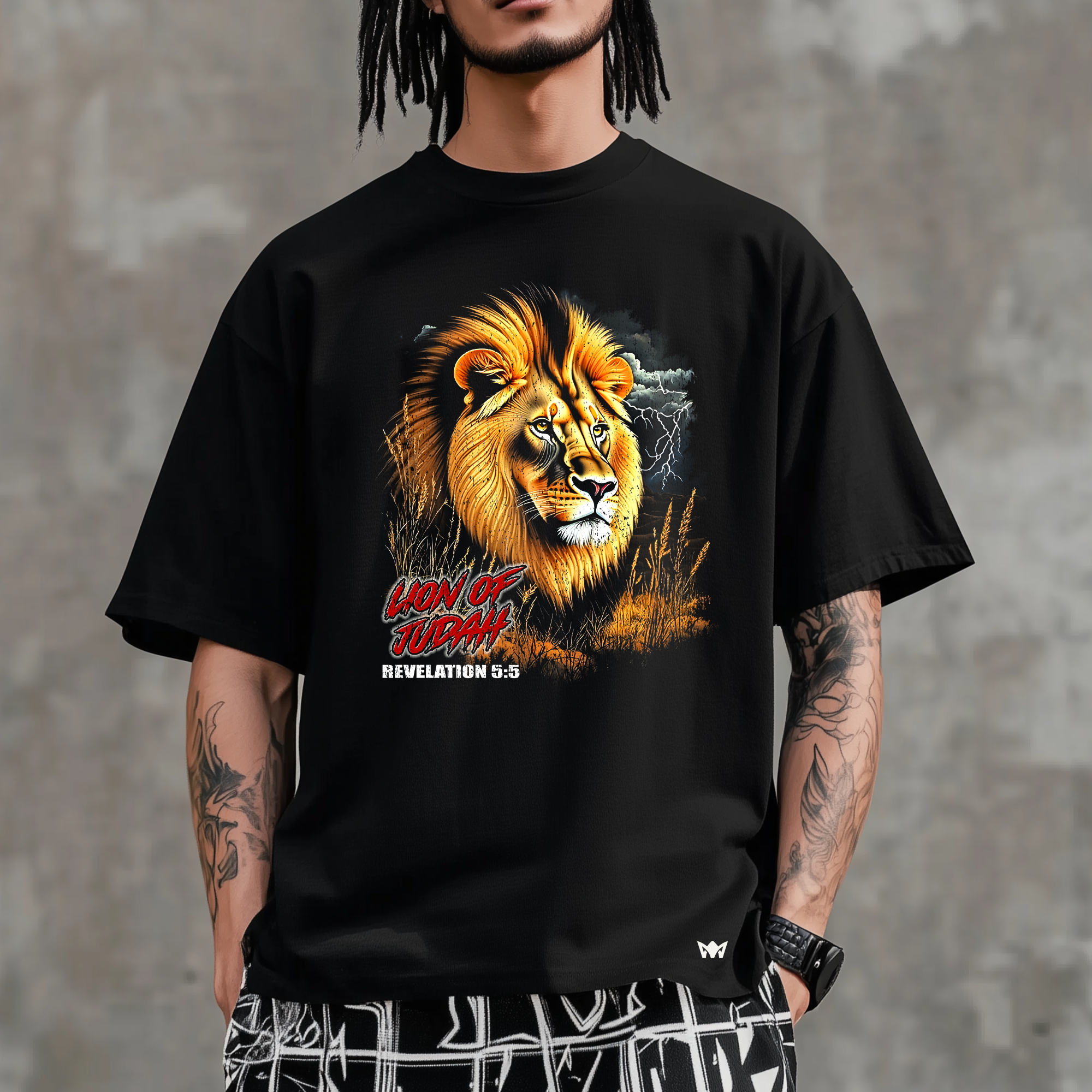 Lion of Judah Oversized Christian T-Shirt – Revelation 5:5 Bible Verse Streetwear Tee (Unisex)